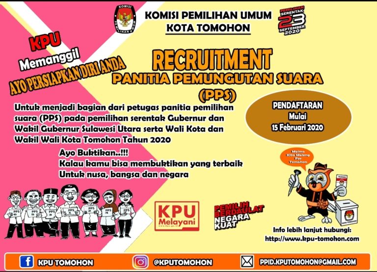NAMA-NAMA CALON ANGGOTA PPK TERPILIH KOTA TOMOHON TAHUN 2020